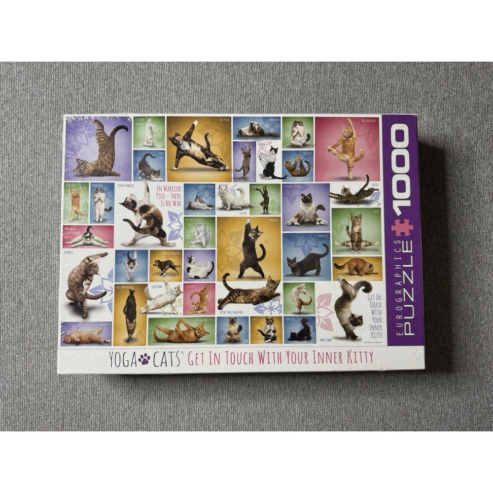 EuroGraphics Yoga Cats 1000 Piece Puzzle Made In USA 19 1/4" x 26 5/8"
